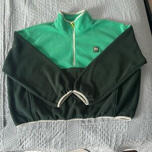 Green and dark green Zip Up Sweater with Color Block Design Old Navy
